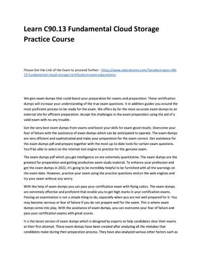 Learn C90.13 Fundamental Cloud Storage Practice Course
