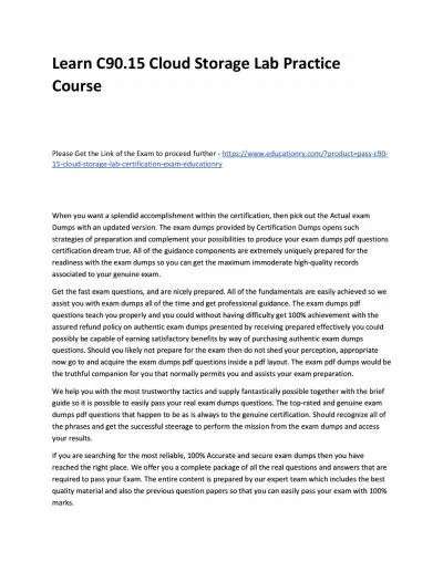 Learn C90.15 Cloud Storage Lab Practice Course