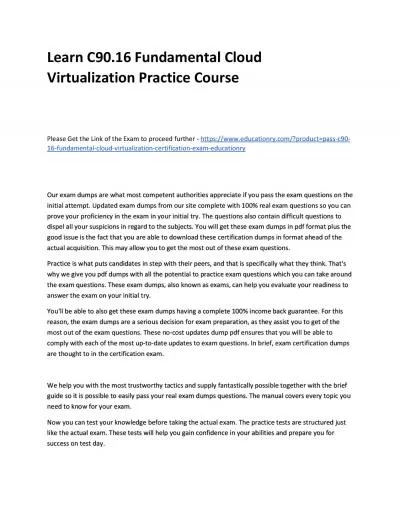 Learn C90.16 Fundamental Cloud Virtualization Practice Course