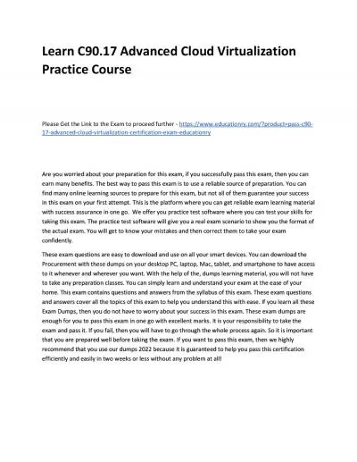 Learn C90.17 Advanced Cloud Virtualization Practice Course