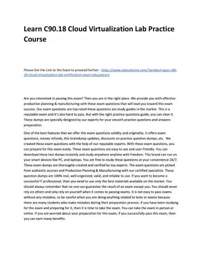 Learn C90.18 Cloud Virtualization Lab Practice Course
