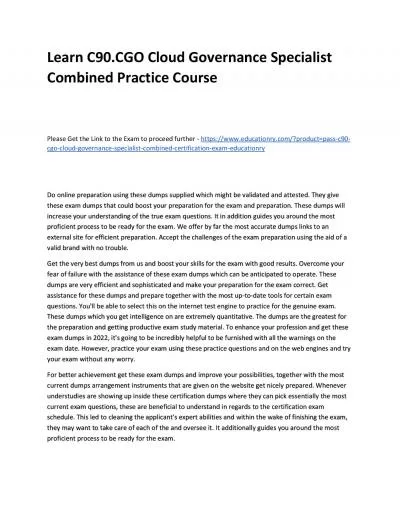 Learn C90.CGO Cloud Governance Specialist Combined Practice Course
