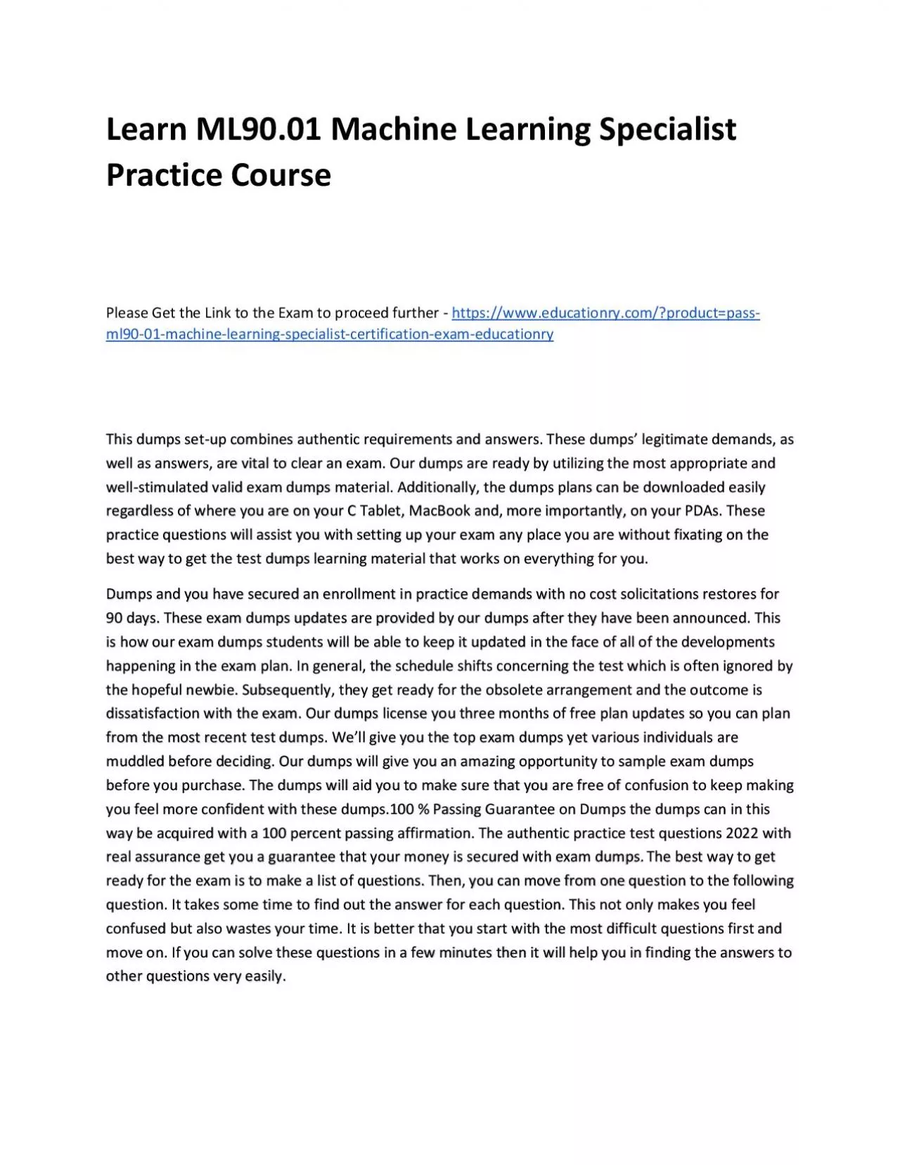 PDF-ML90.01 Machine Learning Specialist