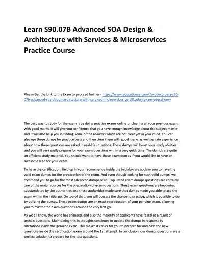 S90.07B Advanced SOA Design & Architecture with Services & Microservices