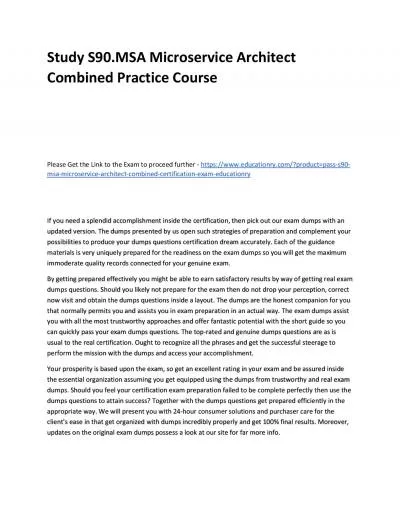 Study S90.MSA Microservice Architect Combined Practice Course