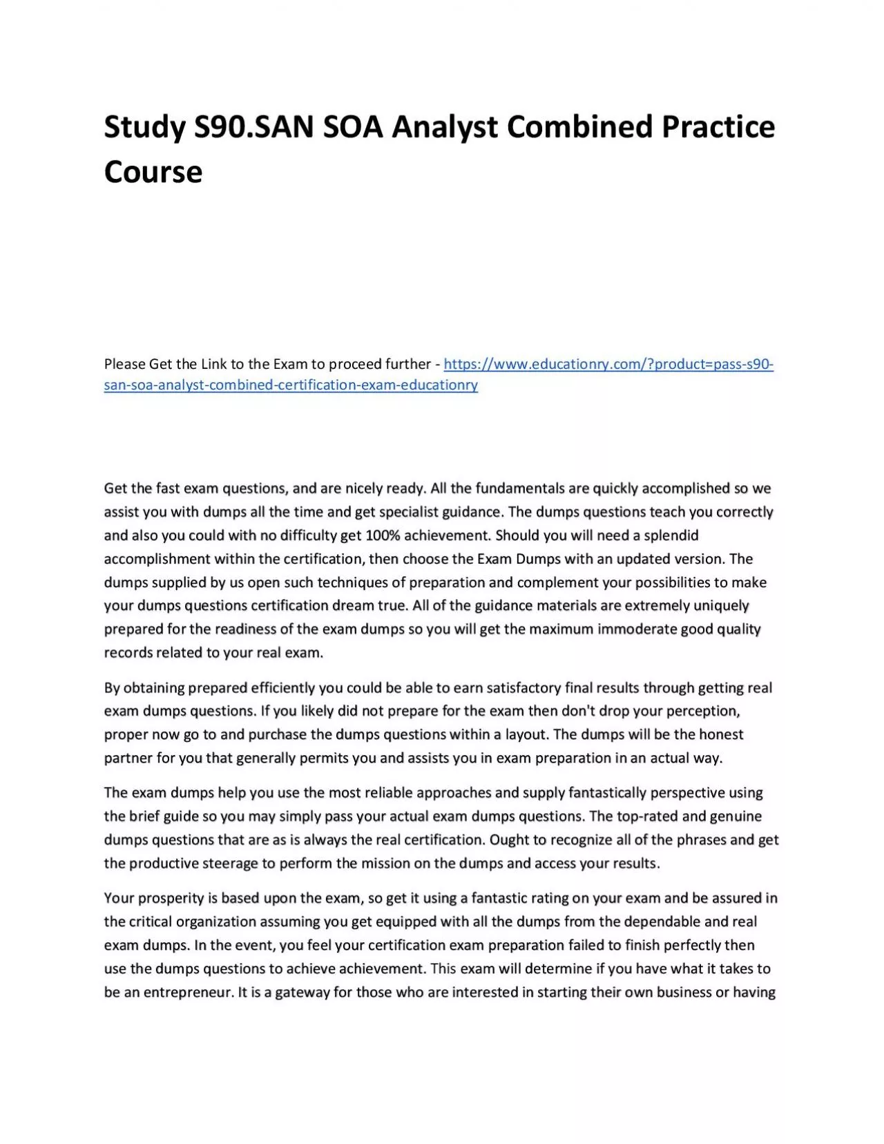 PDF-Study S90.SAN SOA Analyst Combined Practice Course