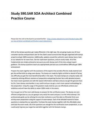 Study S90.SAR SOA Architect Combined Practice Course