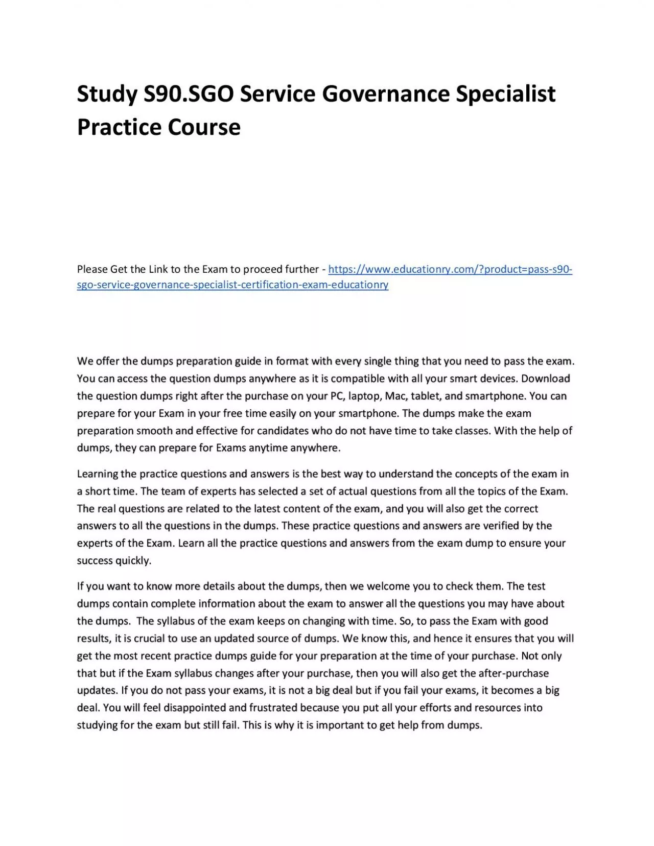 PDF-Study S90.SGO Service Governance Specialist Practice Course