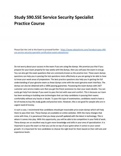 Study S90.SSE Service Security Specialist Practice Course