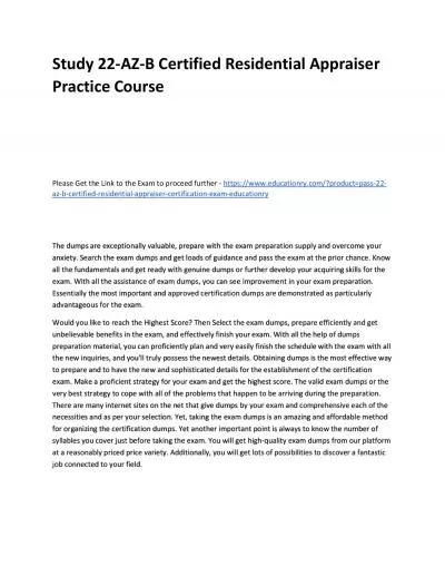 Study 22-AZ-B Certified Residential Appraiser Practice Course