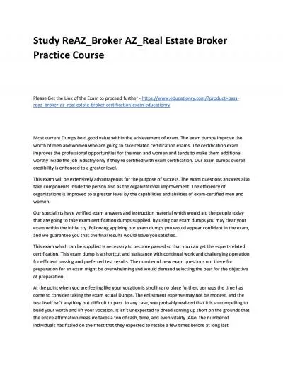 Study ReAZ_Broker AZ_Real Estate Broker Practice Course
