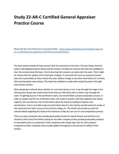 Study 22-AR-C Certified General Appraiser Practice Course