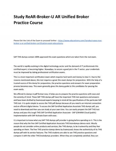 Study ReAR-Broker-U AR Unified Broker Practice Course