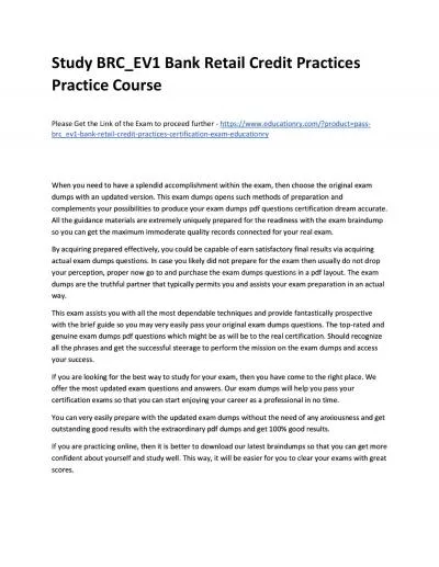 Study BRC_EV1 Bank Retail Credit Practices Practice Course