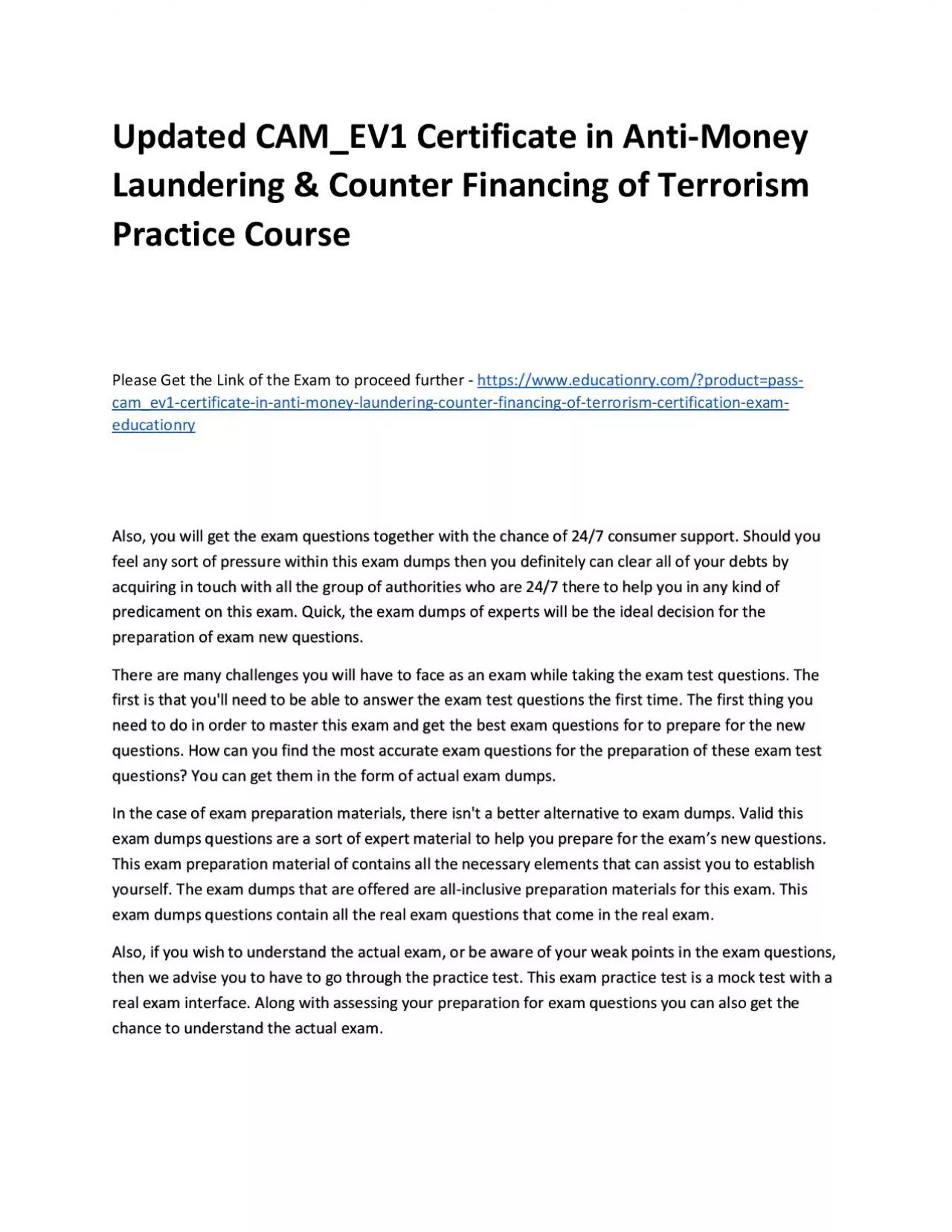 Updated CAM_EV1 Certificate in Anti-Money Laundering & Counter Financing of Terrorism