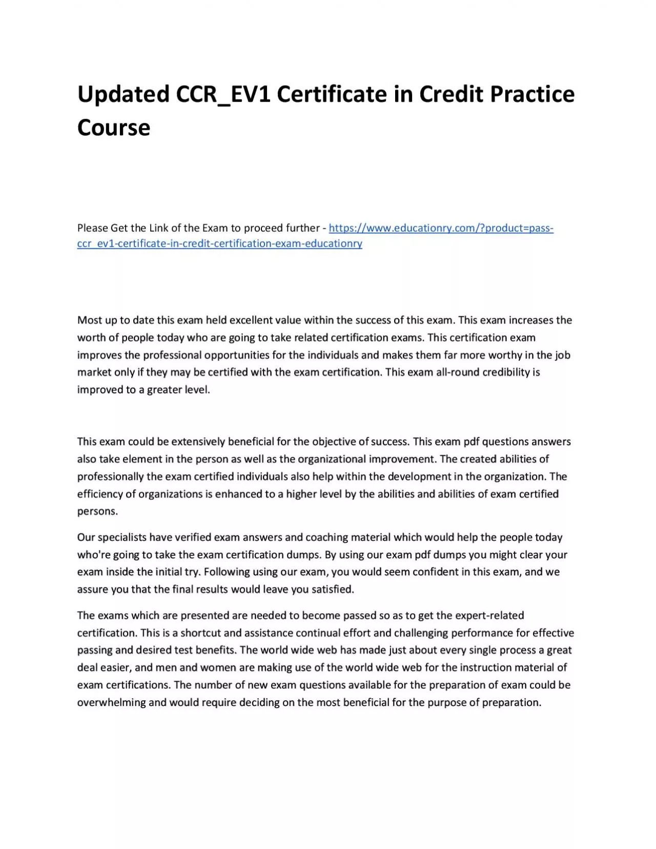 PDF-Updated CCR_EV1 Certificate in Credit Practice Course