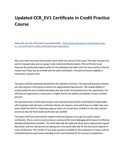 Updated CCR_EV1 Certificate in Credit Practice Course