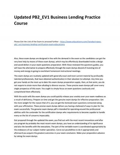 Updated PB2_EV1 Business Lending Practice Course