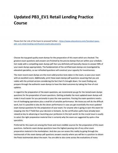 Updated PB3_EV1 Retail Lending Practice Course