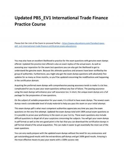 Updated PB5_EV1 International Trade Finance Practice Course