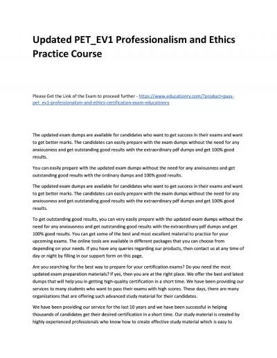 Updated PET_EV1 Professionalism and Ethics Practice Course