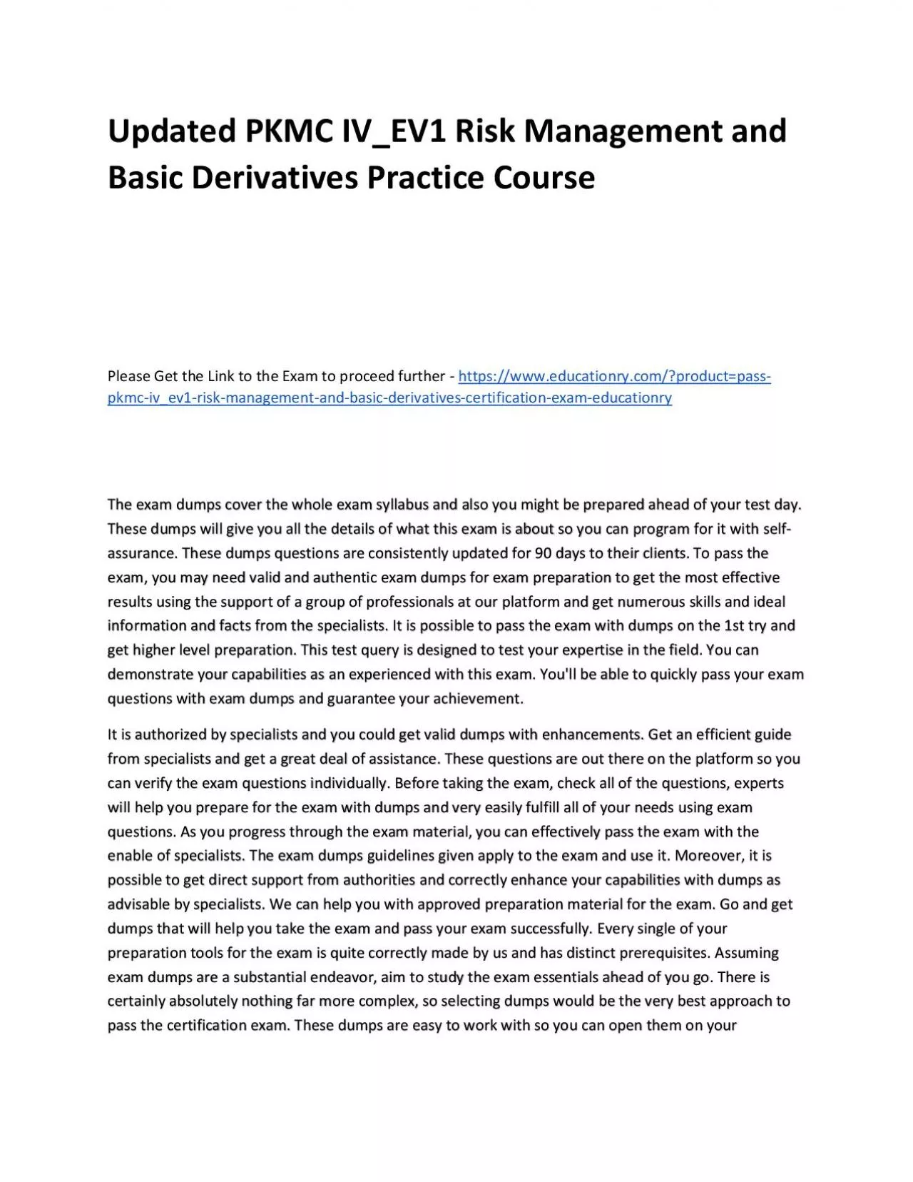 PDF-Updated PKMC IV_EV1 Risk Management and Basic Derivatives Practice Course