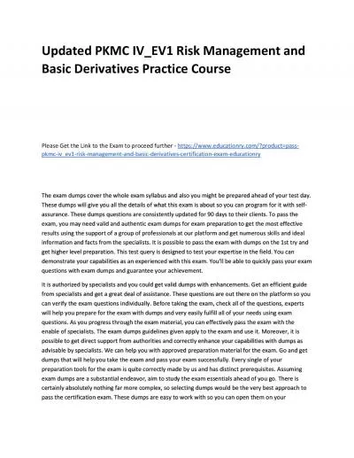 Updated PKMC IV_EV1 Risk Management and Basic Derivatives Practice Course