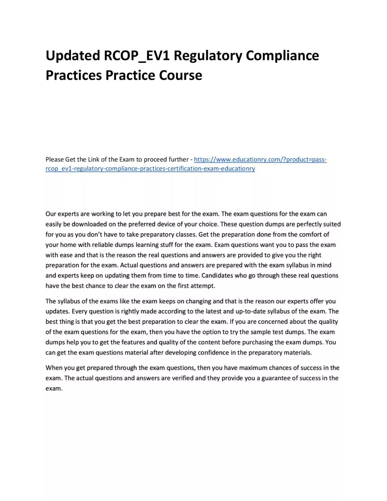 PDF-Updated RCOP_EV1 Regulatory Compliance Practices Practice Course