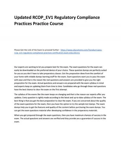 Updated RCOP_EV1 Regulatory Compliance Practices Practice Course