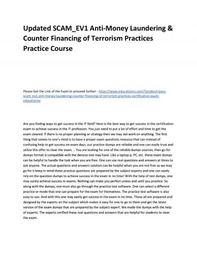 Updated SCAM_EV1 Anti-Money Laundering & Counter Financing of Terrorism Practices Practice Course