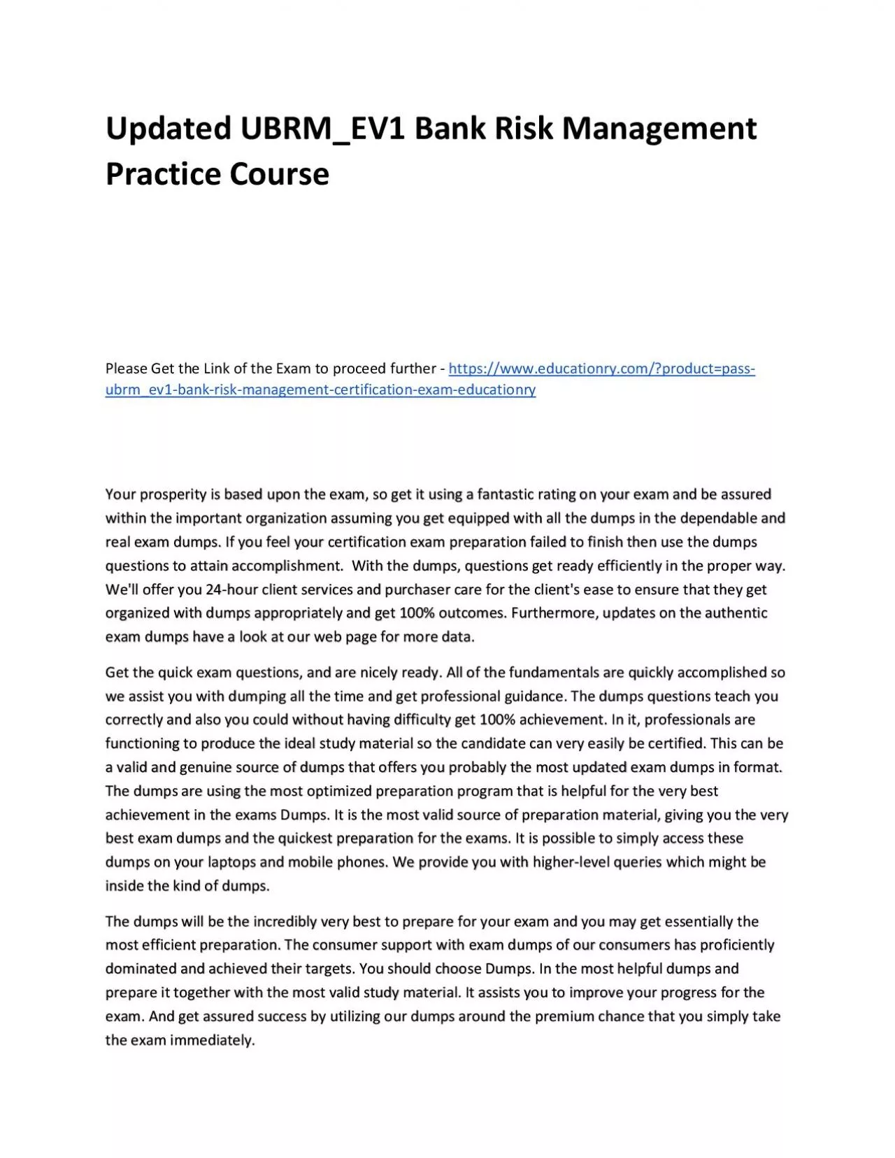 PDF-Updated UBRM_EV1 Bank Risk Management Practice Course