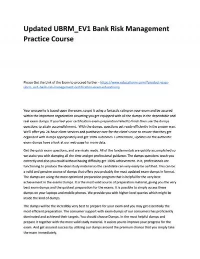 Updated UBRM_EV1 Bank Risk Management Practice Course