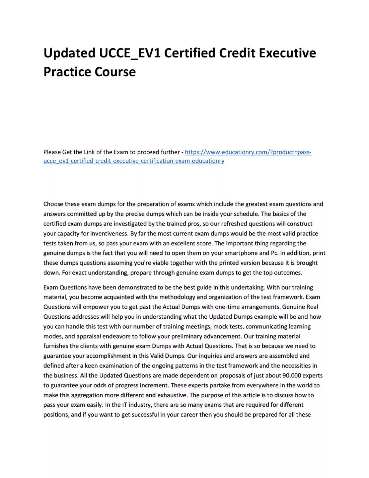 PDF-Updated UCCE_EV1 Certified Credit Executive Practice Course