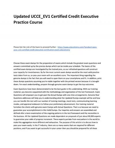 Updated UCCE_EV1 Certified Credit Executive Practice Course