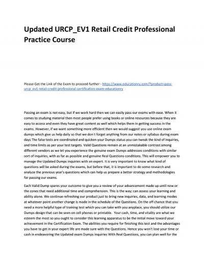 Updated URCP_EV1 Retail Credit Professional Practice Course