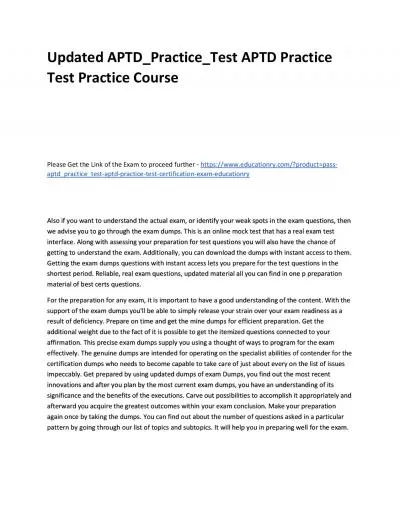Updated APTD_Practice_Test APTD Practice Test Practice Course