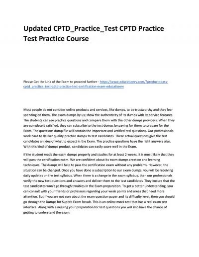 Updated CPTD_Practice_Test CPTD Practice Test Practice Course
