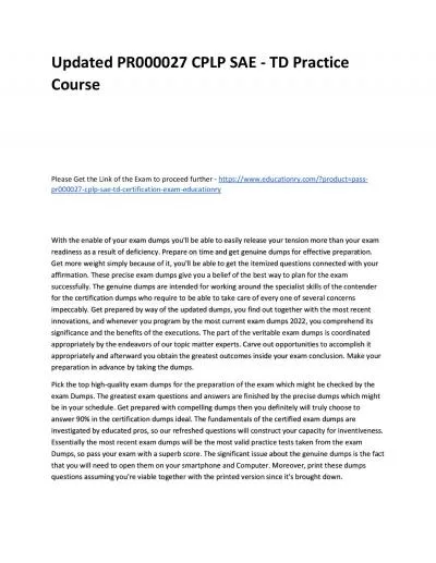 Updated PR000027 CPLP SAE - TD Practice Course