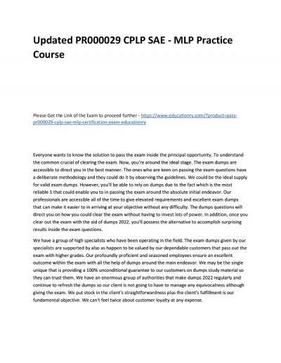 Updated PR000029 CPLP SAE - MLP Practice Course