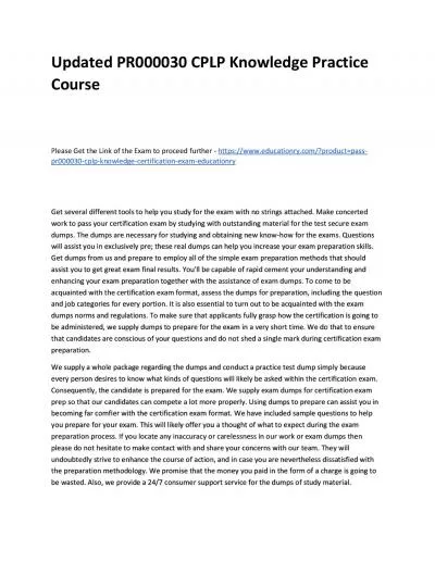 Updated PR000030 CPLP Knowledge Practice Course
