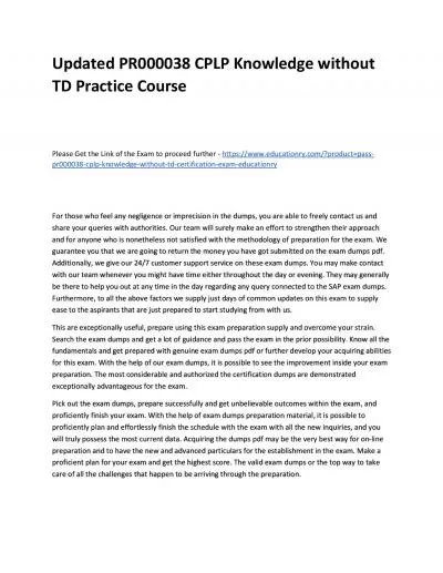 Updated PR000038 CPLP Knowledge without TD Practice Course