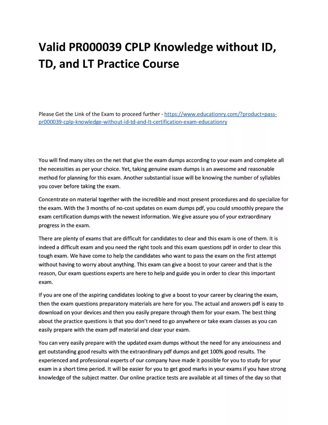 PDF-Valid PR000039 CPLP Knowledge without ID, TD, and LT Practice Course