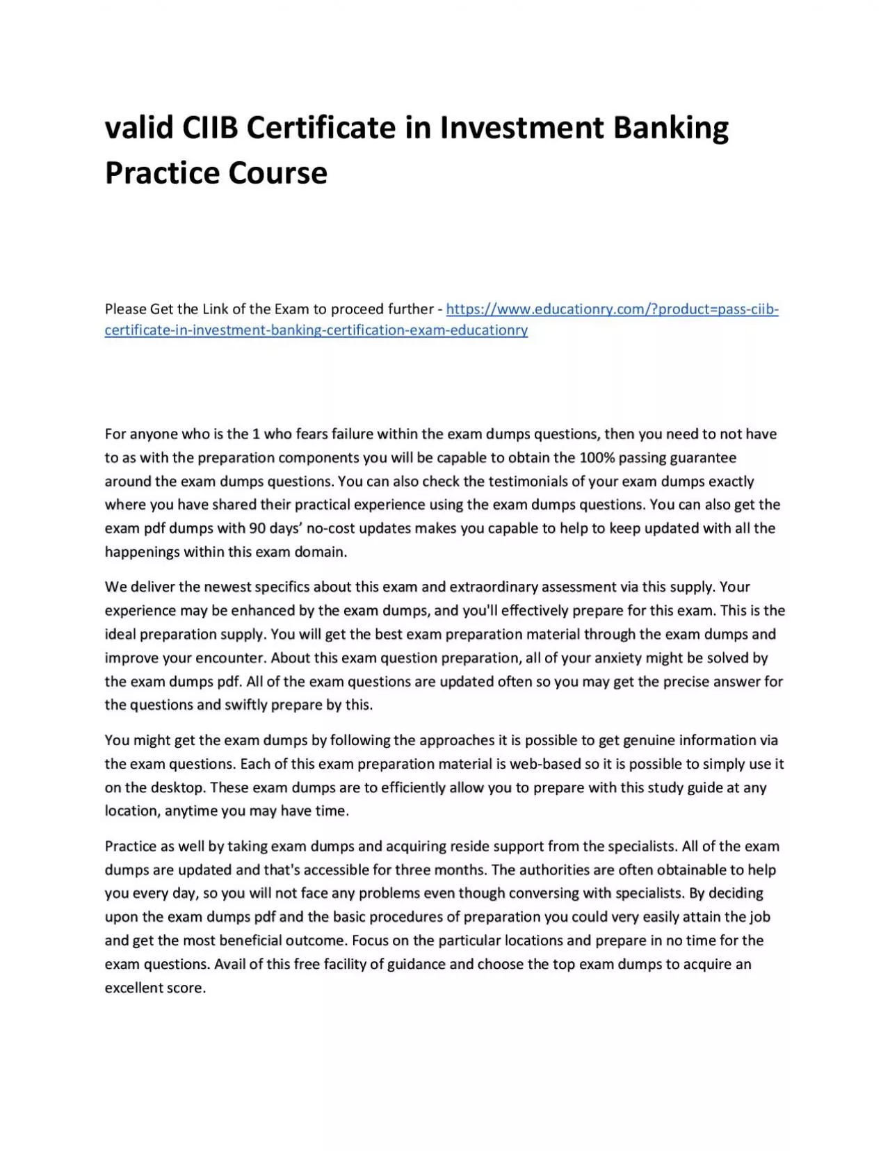 PDF-Valid CIIB Certificate in Investment Banking Practice Course