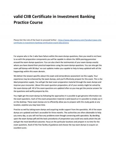 Valid CIIB Certificate in Investment Banking Practice Course