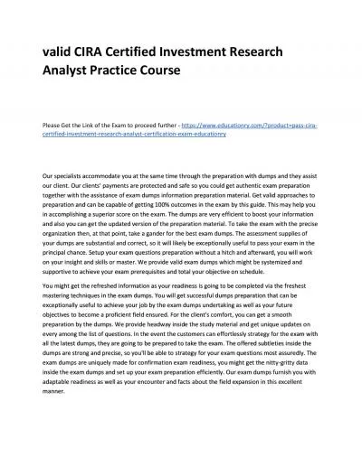 Valid CIRA Certified Investment Research Analyst Practice Course