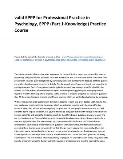 Valid EPPP for Professional Practice in Psychology, EPPP (Part 1-Knowledge) Practice Course
