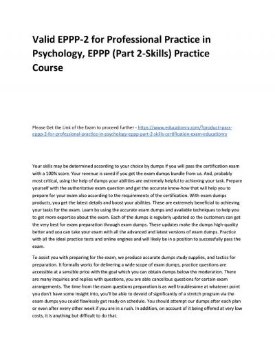 Valid EPPP-2 for Professional Practice in Psychology, EPPP (Part 2-Skills) Practice Course