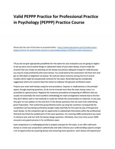 Valid PEPPP Practice for Professional Practice in Psychology (PEPPP) Practice Course