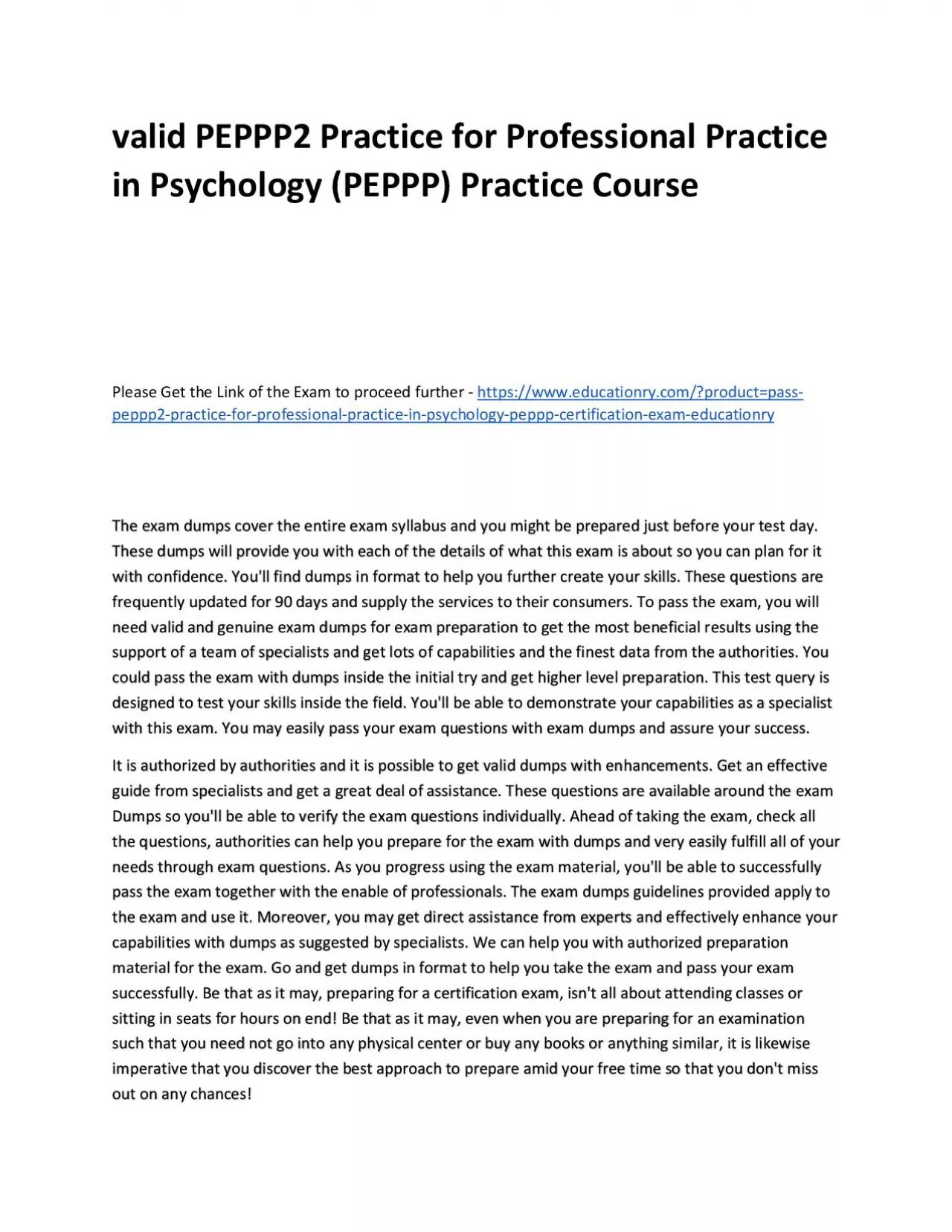 Valid PEPPP2 Practice for Professional Practice in Psychology (PEPPP) Practice Course