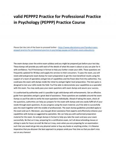Valid PEPPP2 Practice for Professional Practice in Psychology (PEPPP) Practice Course